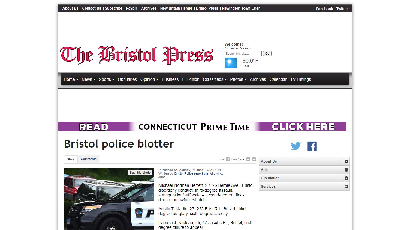 The Bristol Press - Bristol police blotter