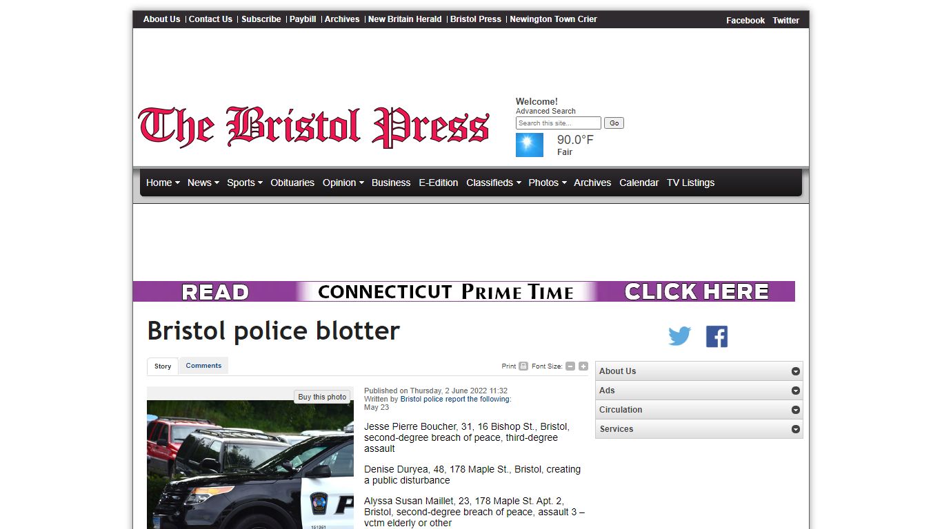 The Bristol Press - Bristol police blotter