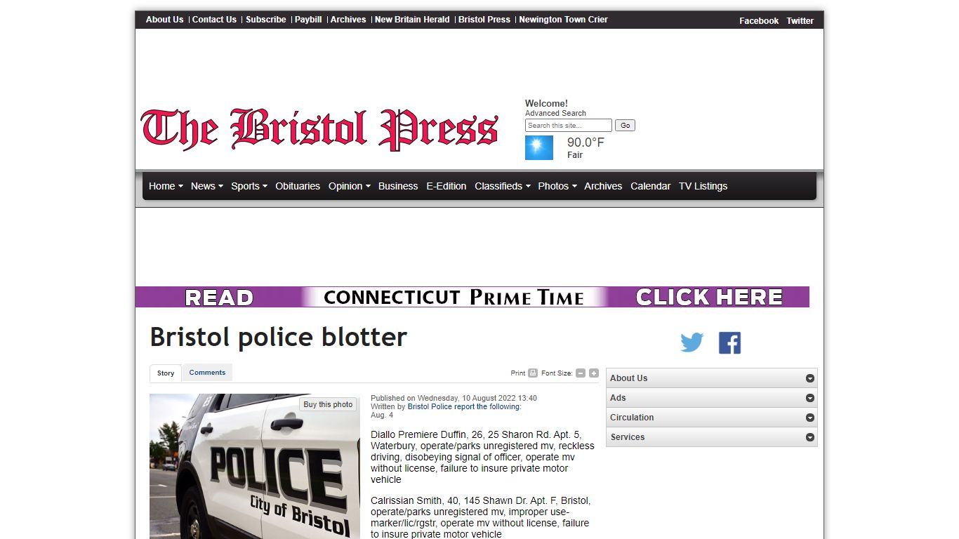 The Bristol Press - Bristol police blotter